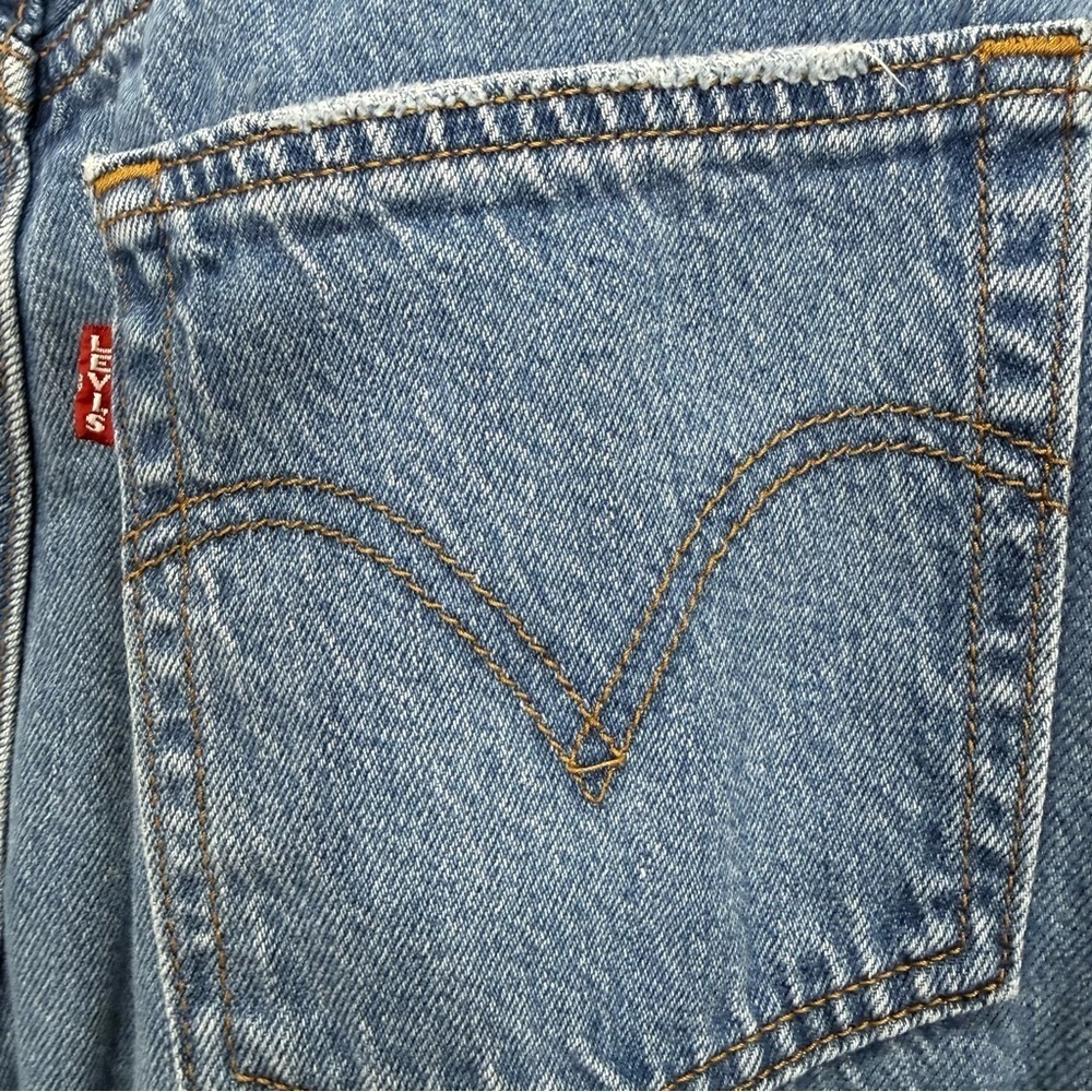 Levi’s Premium Ribcage Straight Ankle Jeans Women’s 31 High Rise Distressed Blue - Picture 8 of 14